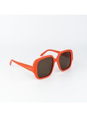 Loewe Women Sunglasses Shiny Orange Brown Square LW40134U 42E NEW AUTHENTIC